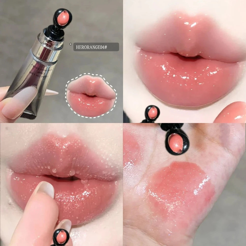 YICKYUE  -  Shimmer Purple Grape Lip Tint Hydrating Plumping Mirror Lipstick Moisturizing Long-lasting Lip Glaze Water Gloss Lipgloss Makeup