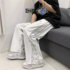 Hearujoy Pants Men Couple Unisex Hip Hop Summer Ins Thin Joggers All-Match Korean Style High Street Casual Side Stripe Mujer Pantalones