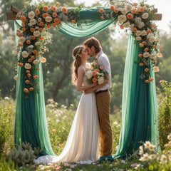 YICKYUE  -  6/8/10M Sage Green Wedding Arch Draping Fabric Festival Party Ceremony Decoration Wrinkle-Free Curtain Reception Pendant 1 Panel