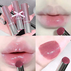 YICKYUE  -  Pink Crystal Mirror Glass Solid Lip Gloss Water Light Lipstick Clear Red Jelly Lip Glaze Moisturizing Nude Brown Lip Tint Makeup
