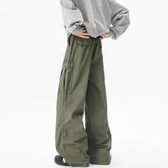 HEARUJOY  -  Retro Street Thin Multi Pocket Casual Work Pants For Men And Women High Street Loose Straight Leg Cleanfit Wide Leg Cargo Pants