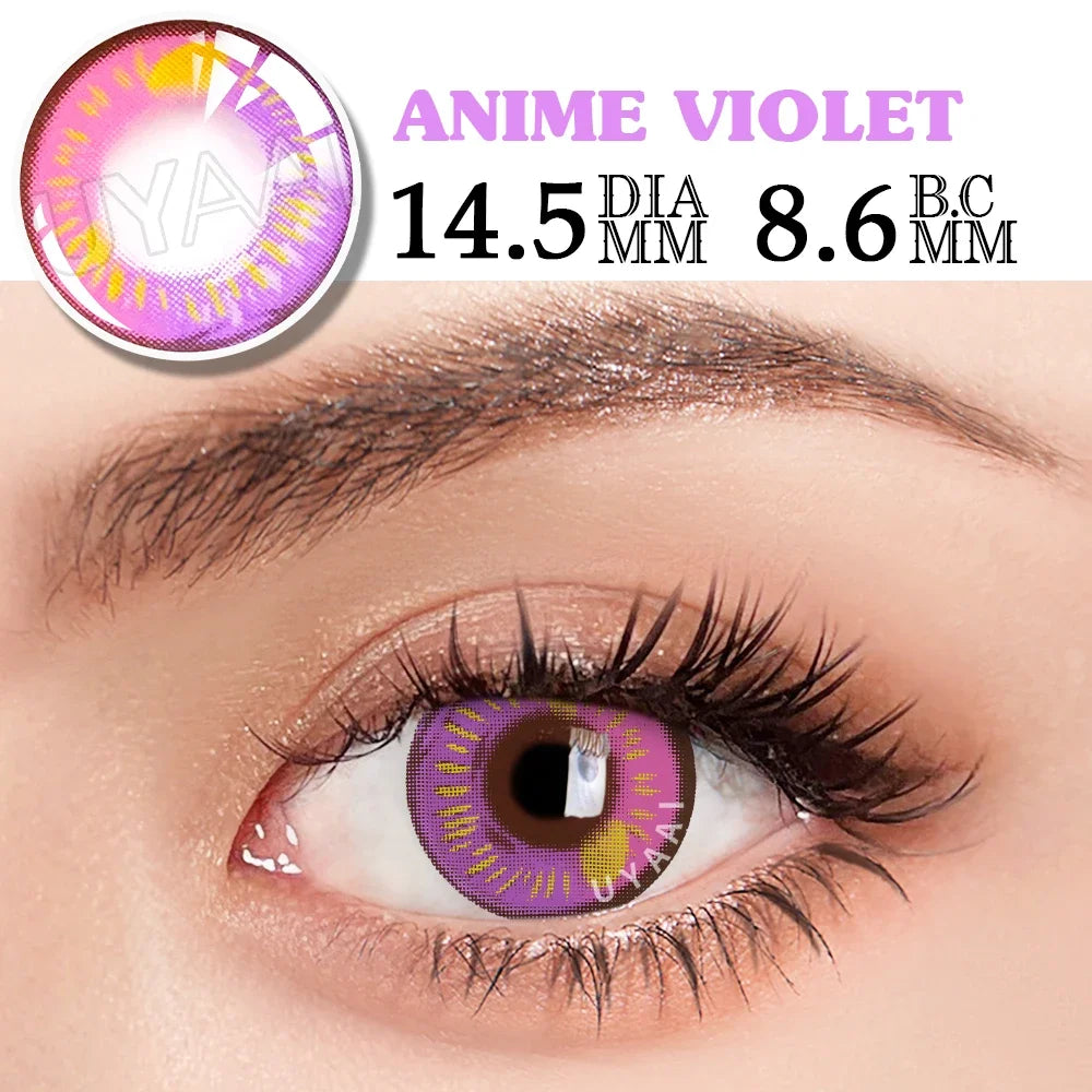 YICKYUE  -  1 Pair Cosplay Pink Lenses for Eyes Anime Lenses for Halloween Nezuko Colorcon y2k Eye Contacts Cosmetic Red Lens Cosplay
