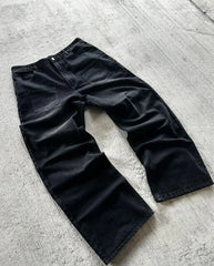Hearujoy Streetwear Blue Loose Jeans Men's Y2K Hip Hop Goth Street Casual Wide Leg Pants Harajuku Popular Embroidered Jeans Men Clothing