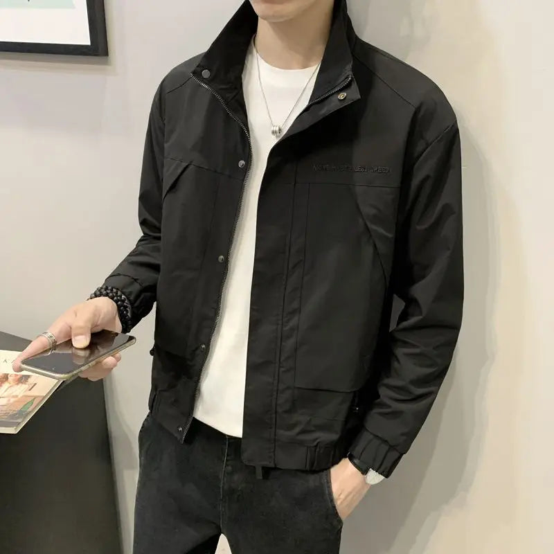Hearujoy Korean Style Stand Up Collar Jacket for Men New Trendy Men's Jacket Cool Baseball Jacket Cool and Trendy Top