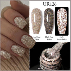 YICKYUE  -  7.5ml Champagne Silver Reflective Glitter Gel Nail Polish Laser Sparkling Hybird Soak Off Nail Art UV LED Varnishes