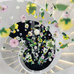 YICKYUE  -  100pcs Boho Fabric Artificial Flowers with 50m Fishing Line Set Hanging Ornaments Featherless Floating Petals Wedding Home Decor