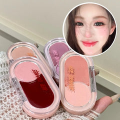 YICKYUE  -  Two Color Powder Blusher Cream Matte Brighten Water Light Peach Cream Blush Natural Cheek Tint Waterproof Face Contouring Makeup