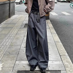 HEARUJOY  -  Summer New Men's Solid Color Straight Suit Trousers Harajuku Retro Casual Fashion Trend Simple Loose Breathable Men's Bottoms