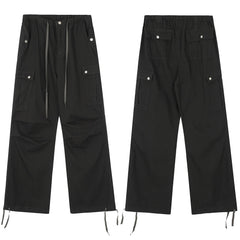 Hearujoy Vintage Cleanfit Washed Drawstring Stretch Gray  Jeans Mens and Womens Straight Casual Baggy Loose Denim Trousers Oversized