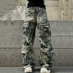 Hearujoy Contrast Color Pockets Camouflage Baggy Cargo Pants Men and Women Patchwork Loose Oversized Overalls Ropa Hombre Trousers
