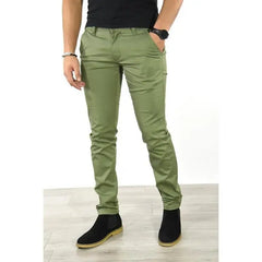 HEARUJOY  -  Men's Straight Leg Casual Pants mid Waist Button Fly Polyester Fiber Cotton 00% Khaki Color  Pattern Daily Wear