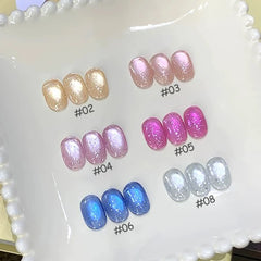YICKYUE  -  1-16pcs TC Summer Popular Refreshing Colorful Bubble Water Cat Eye Gel Nail Polish Super Glitter Glass Bead Nail Salon Nail Art