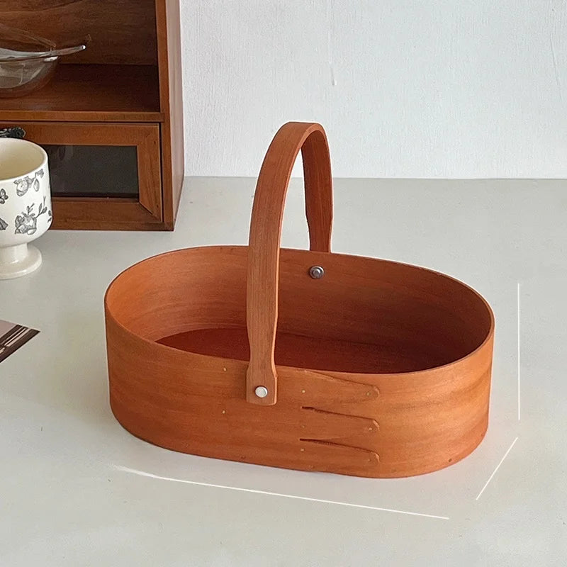 YICKYUE  -  INS Sle Retro Wooden Portable Storage Box Living Room Coffee Table Desktop Good-looking Solid Wood Sundries Organizing Storege