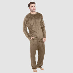 HEARUJOY  -  Mens Four Seasons Fashion Leisure Soft Home Solid Color Shirt Pants Pajama Set Home Service Two Piece Set Long Pants For Men 5xl