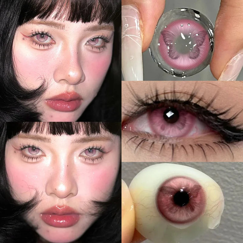 YICKYUE  -  1pairs New Fashion Color Contact Lenses for Eyes Pink Pupils Beautiful Colorful Lenses Makeup Eyes Contacts Fast Shipping