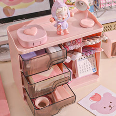YICKYUE  -  Cute Stationery Storage Box Organizer Multi-funct Desktop Drawer Oblique Pen Holder Office Organization Dust-proof Storage Rack