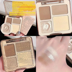 YICKYUE  -  4 Color Contouring Tray Body Matte Shine Powder Highlight Solid Contouring Tray