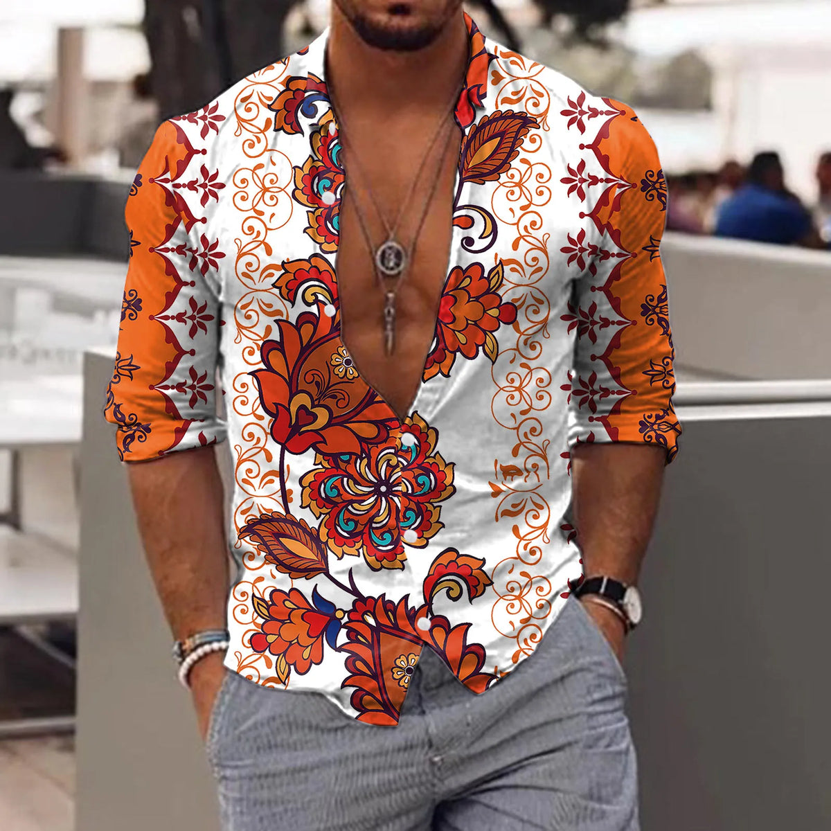 HEARUJOY  -  Classic Fit Men'S Slim Fit Shirt Men Long Sleeve Winter Casual Printed Shirts Fashion Top Blouse Shirts Roupas Masculinas