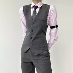 HEARUJOY  -  Unisex Black Grey Blazer Vest Edgy Slim Fit Suits Vest with High End Tailored Design for Men Women