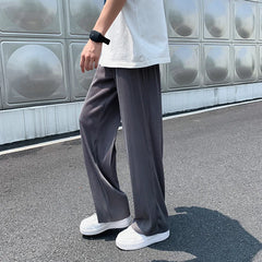 Hearujoy Summer Ice Silk Straight Pants Plus Size 5XL-M Men's Streetwear Thin Casual Pants Men Loose Breathable Wide Leg Pants