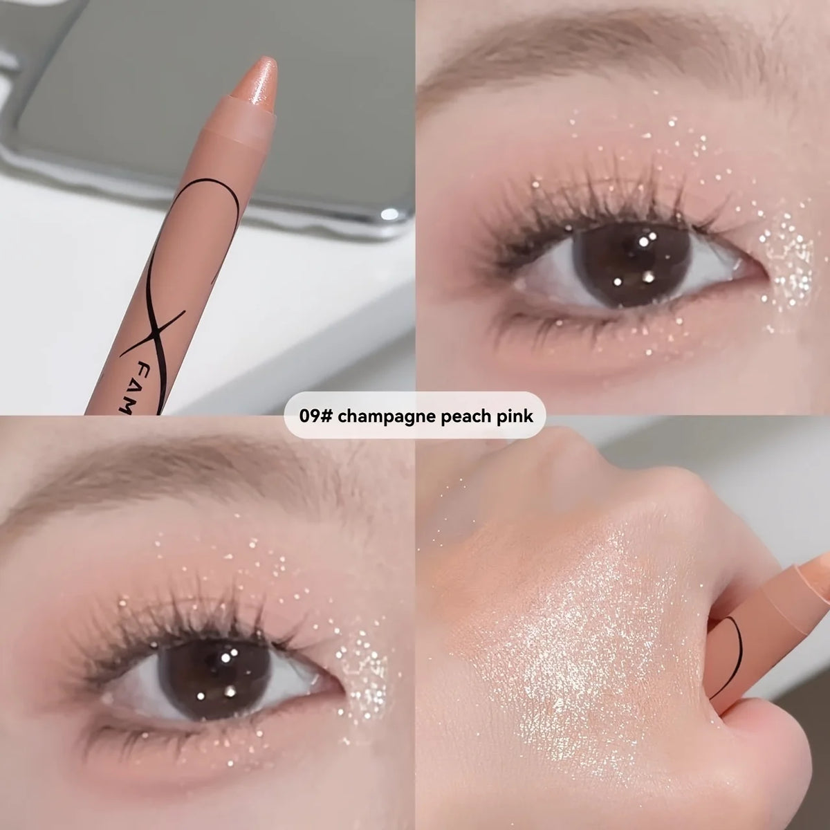 YICKYUE  -  Pearl Lying Silkworm Matte Glitter Eyeshadow Stick - Highlighter Eye Shadow Pen White Pearlescent Brightening Eyeliner Cosmetic