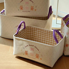 YICKYUE  -  Cute Cartoon Thick Fabric Storage Basket, Washable Organizer for Home Living Room, Toys Clothes Snack Storage Bin