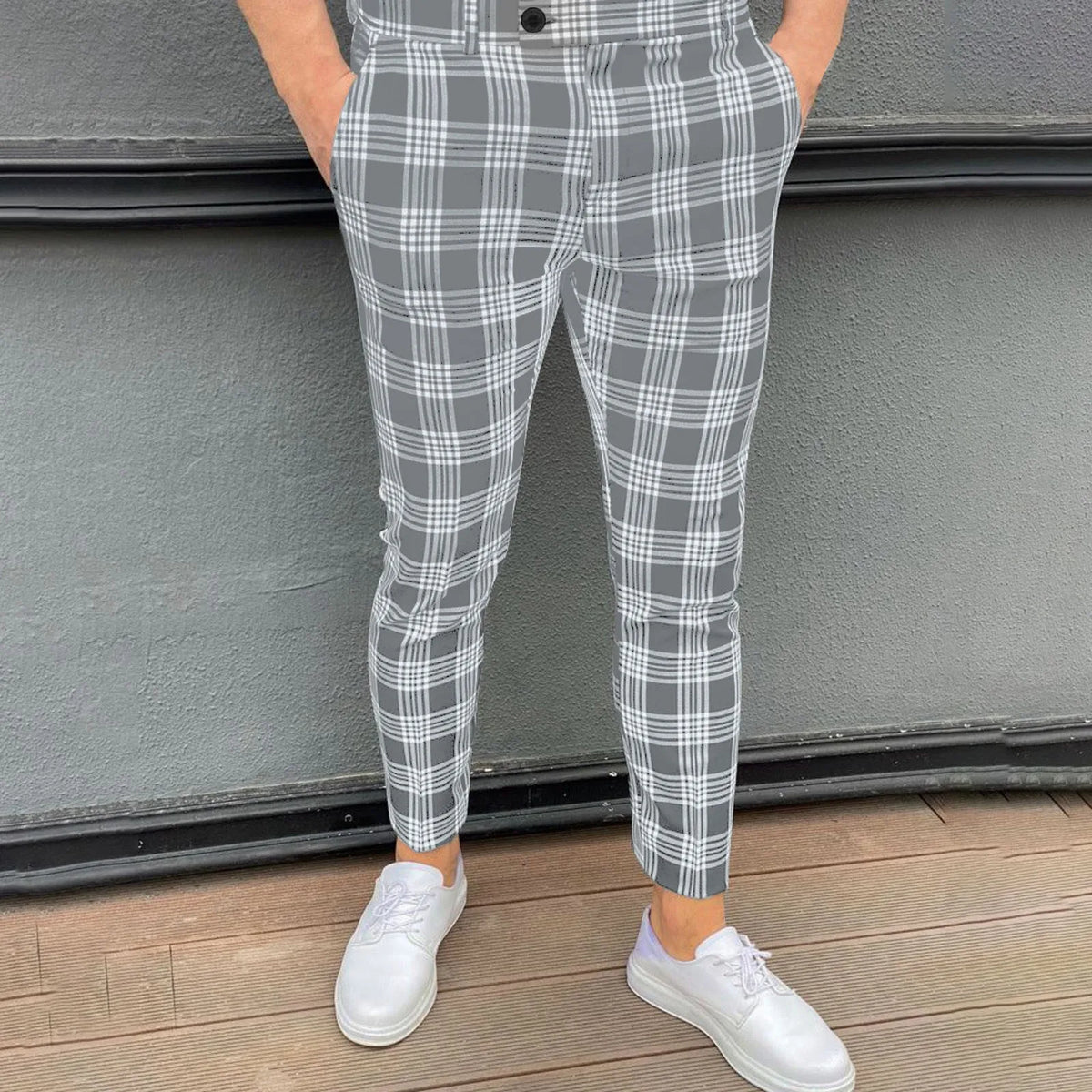 HEARUJOY  -  Breathable Drawstring With Pockets Surfing Beach Sweat Pants Mens Fashion Casual Plaid Zipper Trousers Trousers 반바지 남자