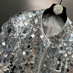 Hearujoy Mens Street Sequin Stage Performance Short Jacket Autumn Genderless Nightclub Niche Personality Fashion Trend Jacket Unisex