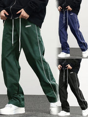 HEARUJOY  -  Men's New Woven Trousers High Street Trend Retro Casual Cuff Long Pants