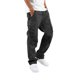 HEARUJOY  -  Men's Workwear Pants, Drawstring Casual Hiking Pants, Jogging Sport Pants, Cotton Loose Straight-leg Sport Pants
