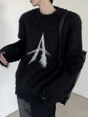 Hearujoy Y2k seahorse gray round neck pullover sweatshirt American retro couple Korean version trend brand loose fashion gothic style top