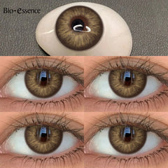 YICKYUE  -  Natural Brown Colored Contact Lenses 14.5mm Big Eyes Glass Pupil Gray Lens Blue Eye Lenses for Daily&Party Makeup