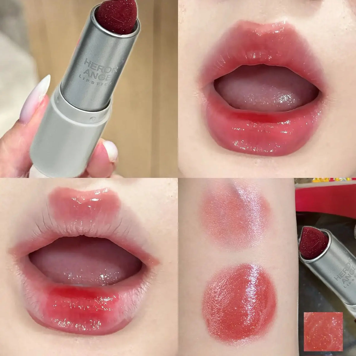YICKYUE  -  1Pc Crystal Transparent Glossy Lipstick Mirror Korean Lip Glaze Sheer Nude Glitter Lip Tint Watery Shine Plumping Cosmetics