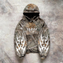 HEARUJOY  -  Y2k Hoodie New Leaf pattern Camouflage Loose Sweatshirt Mens Womens American Retro Street Hip Hop Streetwear Unisex Camo Hoodies