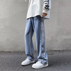 HEARUJOY  -  New High Street Colorblock Jeans For Men Y2K Baggy Patchwork Denim Trousers Wide-leg Gradient Straight Pantalones Hombre