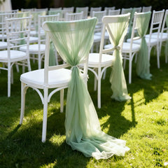 YICKYUE  -  12PCS Rust Red Chiffon Chair Sashes Soft 17X250cm Chair Decor for Wedding Party Ceremony Church with Chair Luxury Decoration