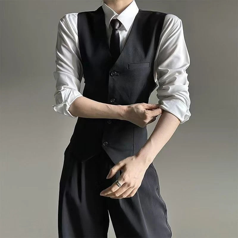 HEARUJOY  -  Unisex Black Grey Blazer Vest Edgy Slim Fit Suits Vest with High End Tailored Design for Men Women