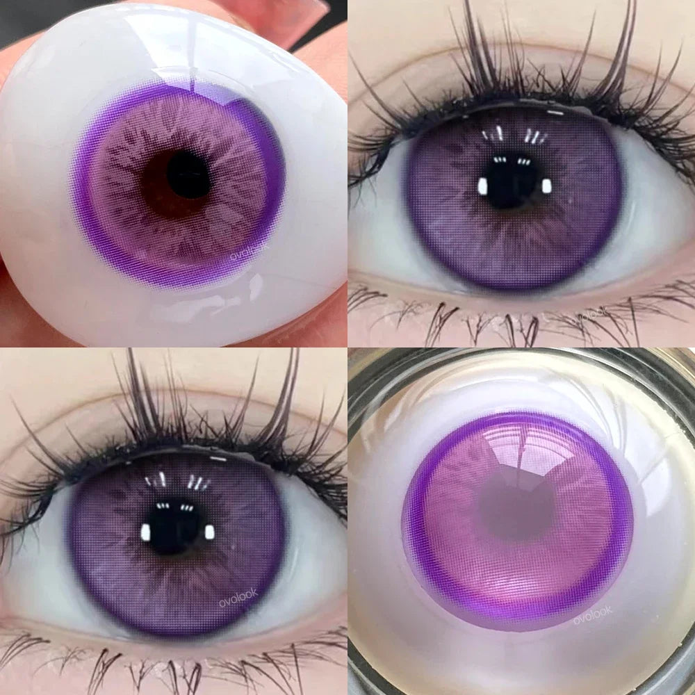 YICKYUE  -  1 Pair Purple Beauty Colored contact lenses For Eyes Halloween Makeup Lens Pupils Fashion Big Eye Lenses Myopia Lenses