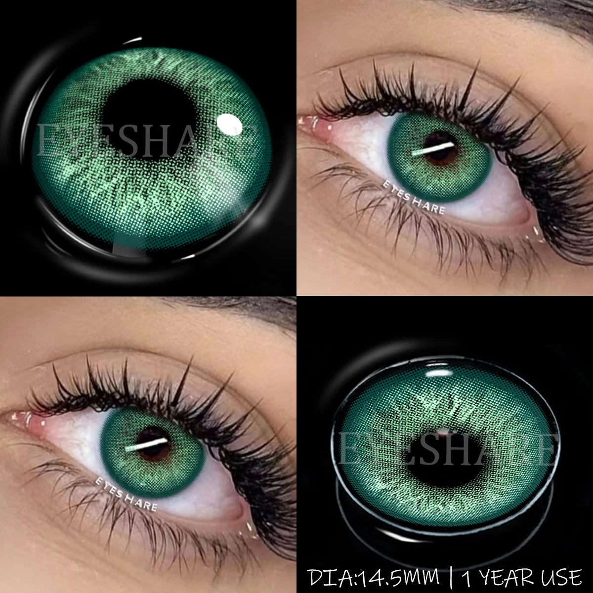 YICKYUE  -  Yearly Use black Color Contact Lenses Cosmetic Natural Contact Lenses Soft Eye Lenses Beauty Pupils 1 Pair 14.2mm
