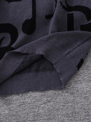 HEARUJOY  -  New Popular Autumn and Winter Letter Note Jacquard Pattern Pullover Sweater Casual Round Neck Contrast Color Knitted Men's Pullover