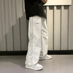Hearujoy Pants Men Couple Unisex Hip Hop Summer Ins Thin Joggers All-Match Korean Style High Street Casual Side Stripe Mujer Pantalones
