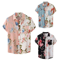HEARUJOY  -  Men'S Hawaii Shirt Short Sleeve Casual Button Down Tropical Beach Shirt Fashionable Men'S Short-Sleeved Shirt