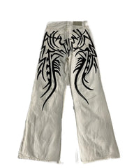 Hearujoy fall new high-waisted baggy jeans for men Y2k High street hip hop vintage printed pants Harajuku punk style wide-leg pants
