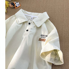 HEARUJOY  -  American Fashion Retro Polo Shirt Men's Short-sleeved Korean Version 2025 New Summer High Street Trend Shirt Lapel T-shirt Chic