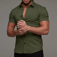 HEARUJOY  -  Elegant Regular Fit Men'S Checkered Shirt Men'S Casual Short Sleeve Shirts Button Down Summer Beach Shirt Shirts For Man 셔츠