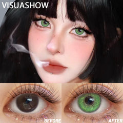 YICKYUE  -  6 Months Disposable Kawaii Green Anime Cosplay Colored Contact Lenses for Coser Daily Party Eye Beauty Soft Contacts