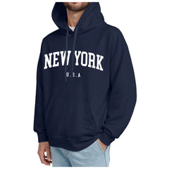 Men'S Loose Solid Color Fall Hooded Sweatshirt Men'S Letter Printed Loose Casual Long Sleeve Pullover Pattern Sudaderas Hombre
