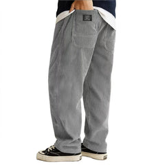 HEARUJOY  -  Spring Autumn New Men's Corduroy Pants American Style Pocket Loose Trousers Embroidered Logo Retro Straight Leg Pant For Male