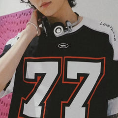 HEARUJOY  -  Mens T-Shirt Sport Jersey Number Hip-Hop Rugby Uniform Short Sleeve American Style Contrast Casual Street Campus Jersey T-Shirt