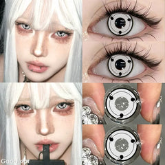 YICKYUE  -  1 Pair New Crazy White Cosplay Lenses Contact Lenses Anime Black Eyes Soft Lenses Halloween Party Contacts Fast Shipping